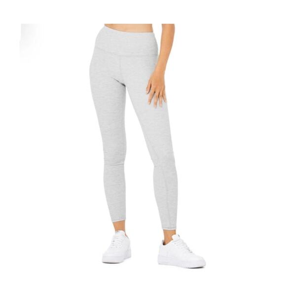 Alo Yoga Micro Waffle High Waist Low Key Gray Gym Athletic Leggings Size Small - Picture 1 of 7
